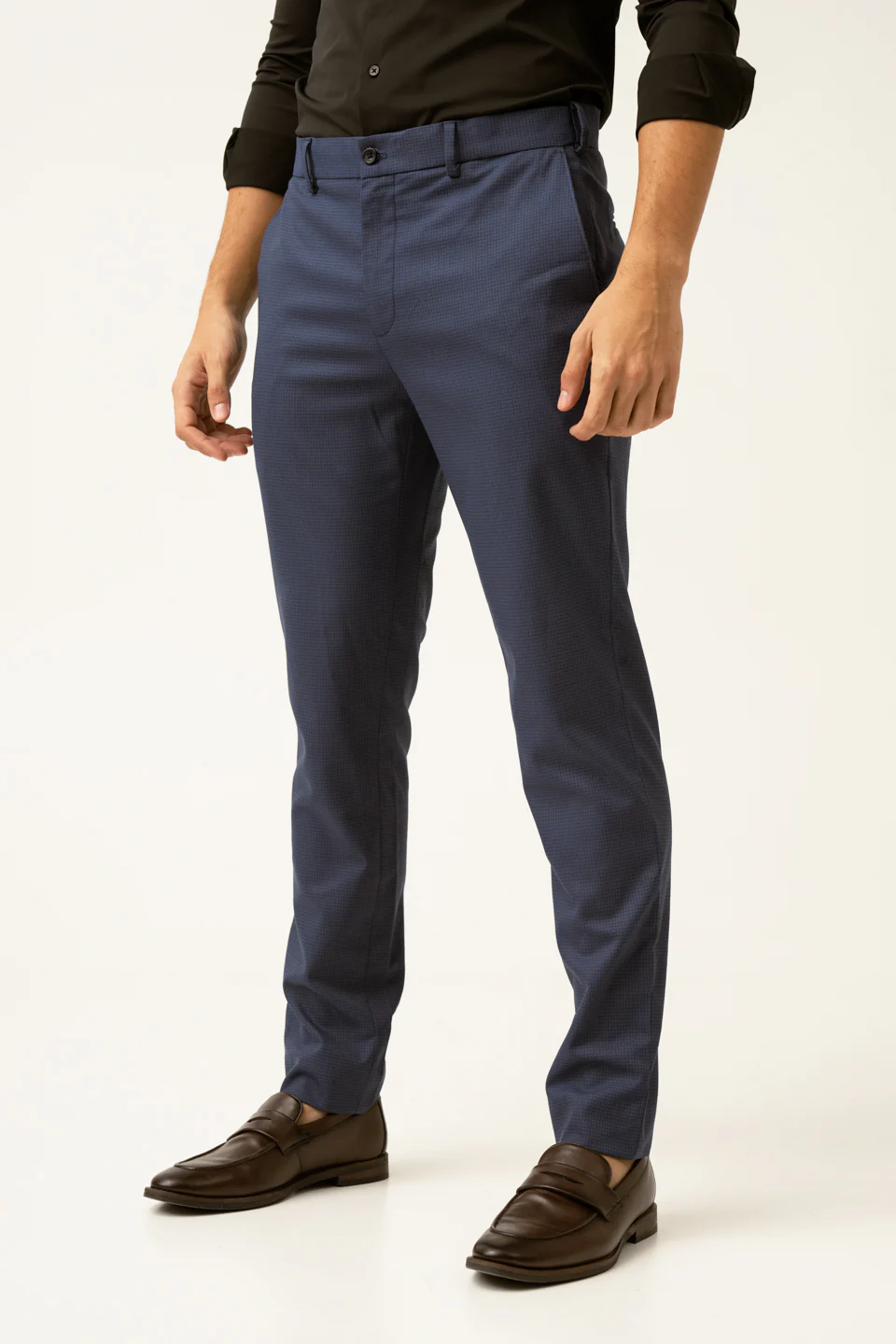 Osaka Navy Textured Formal Pants - Image 9