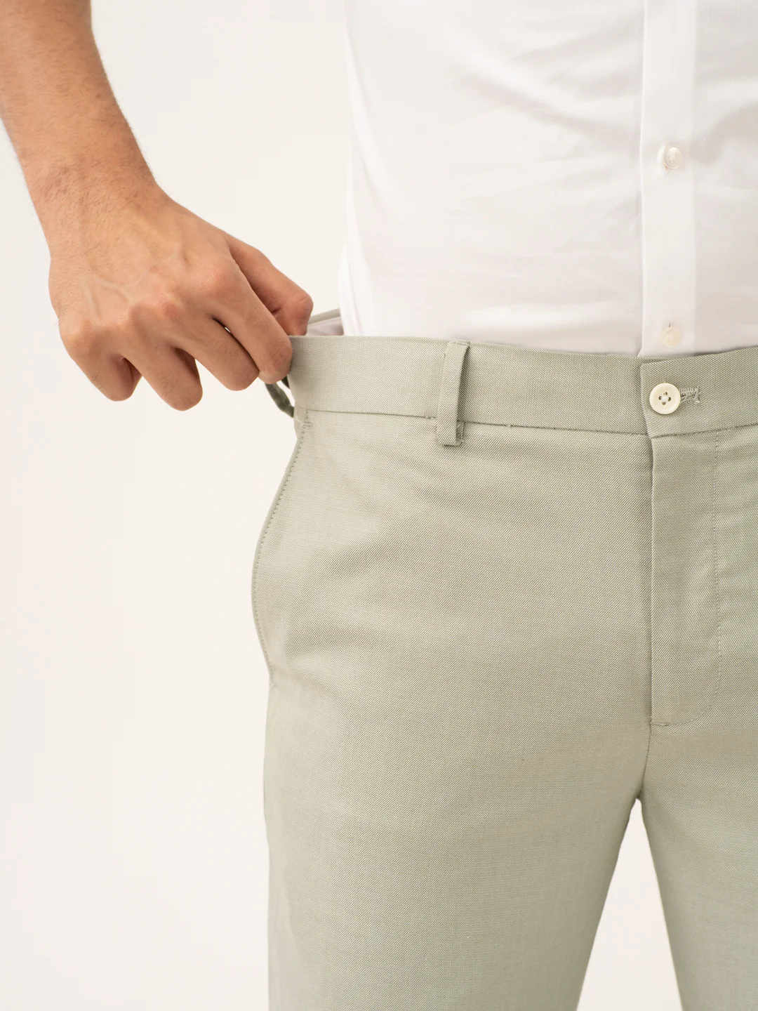 Ostrich Green Twill Stretch Formal Pants - Image 11