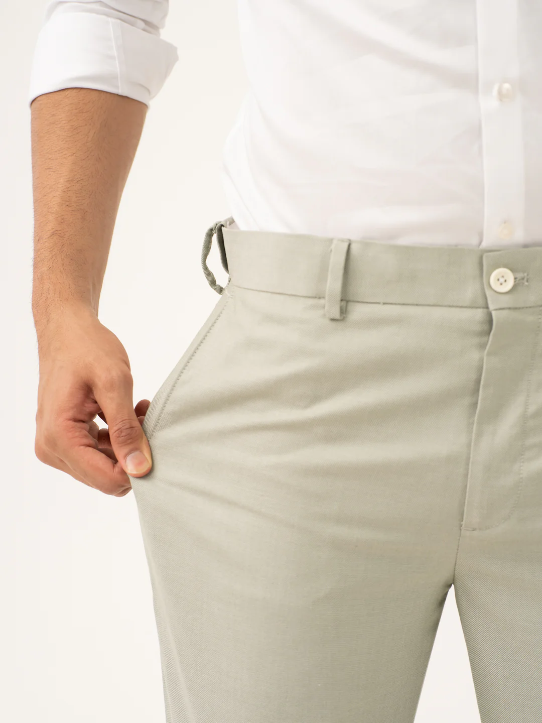 Ostrich Green Twill Stretch Formal Pants - Image 4
