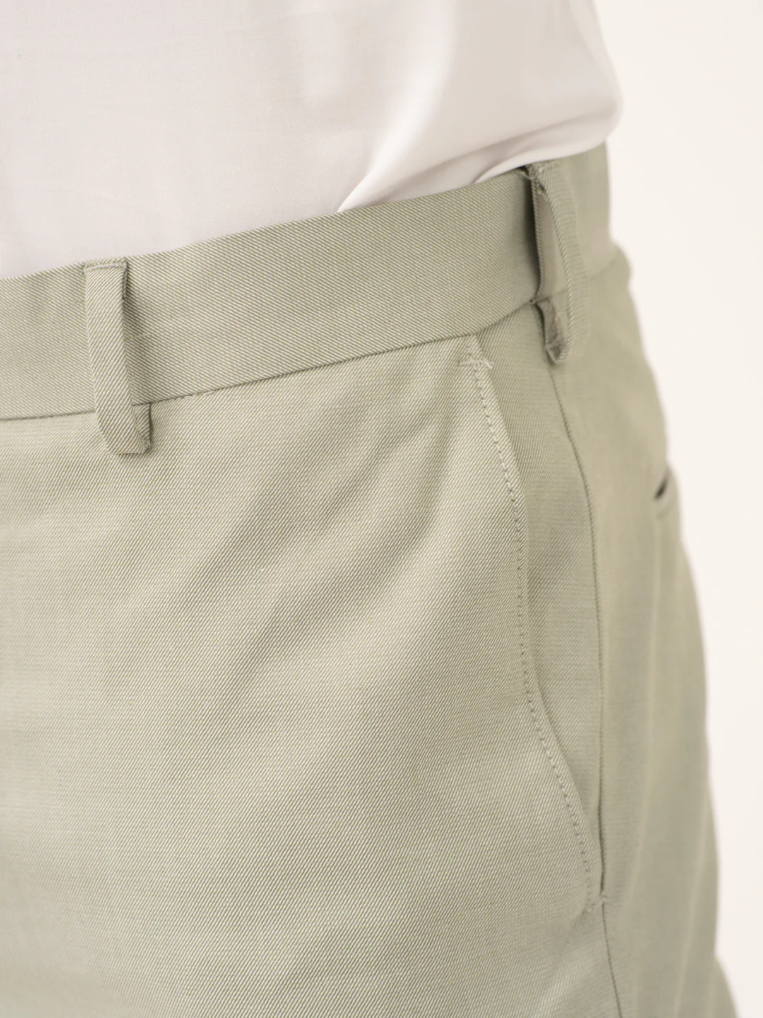 Ostrich Green Twill Stretch Formal Pants - Image 9