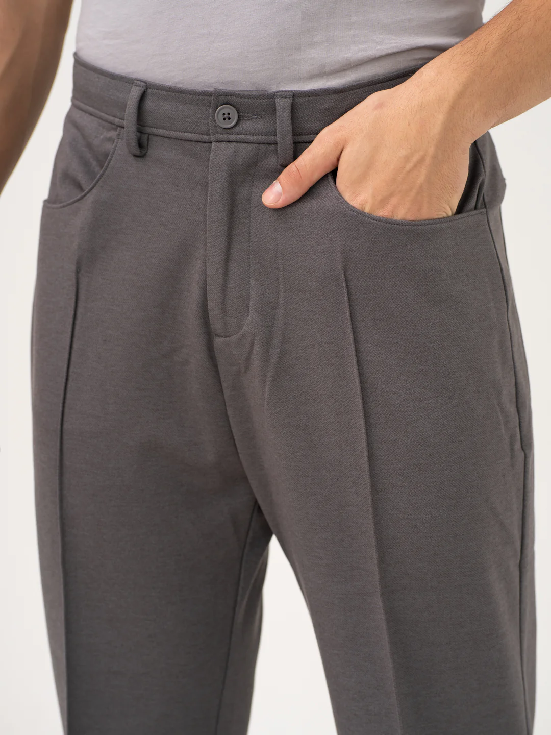 Pablo Grey Relaxed Fit Korean Pintuck Pants - Image 12