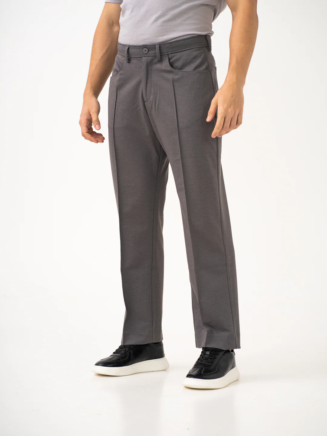 Pablo Grey Relaxed Fit Korean Pintuck Pants - Image 2