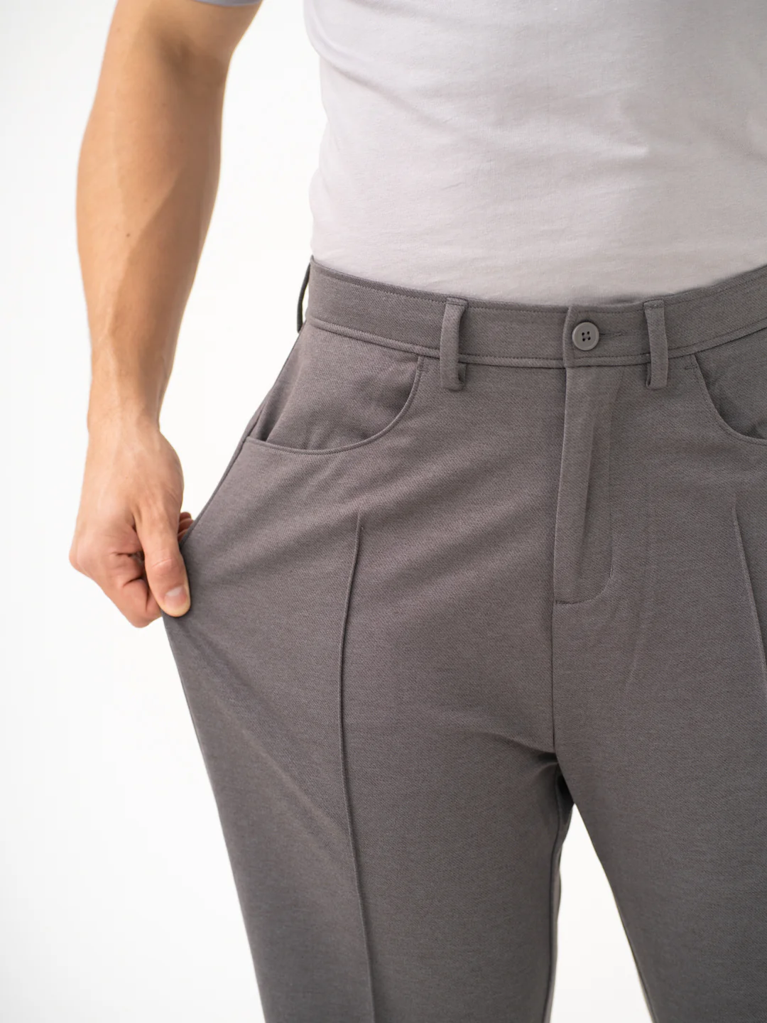 Pablo Grey Relaxed Fit Korean Pintuck Pants - Image 4