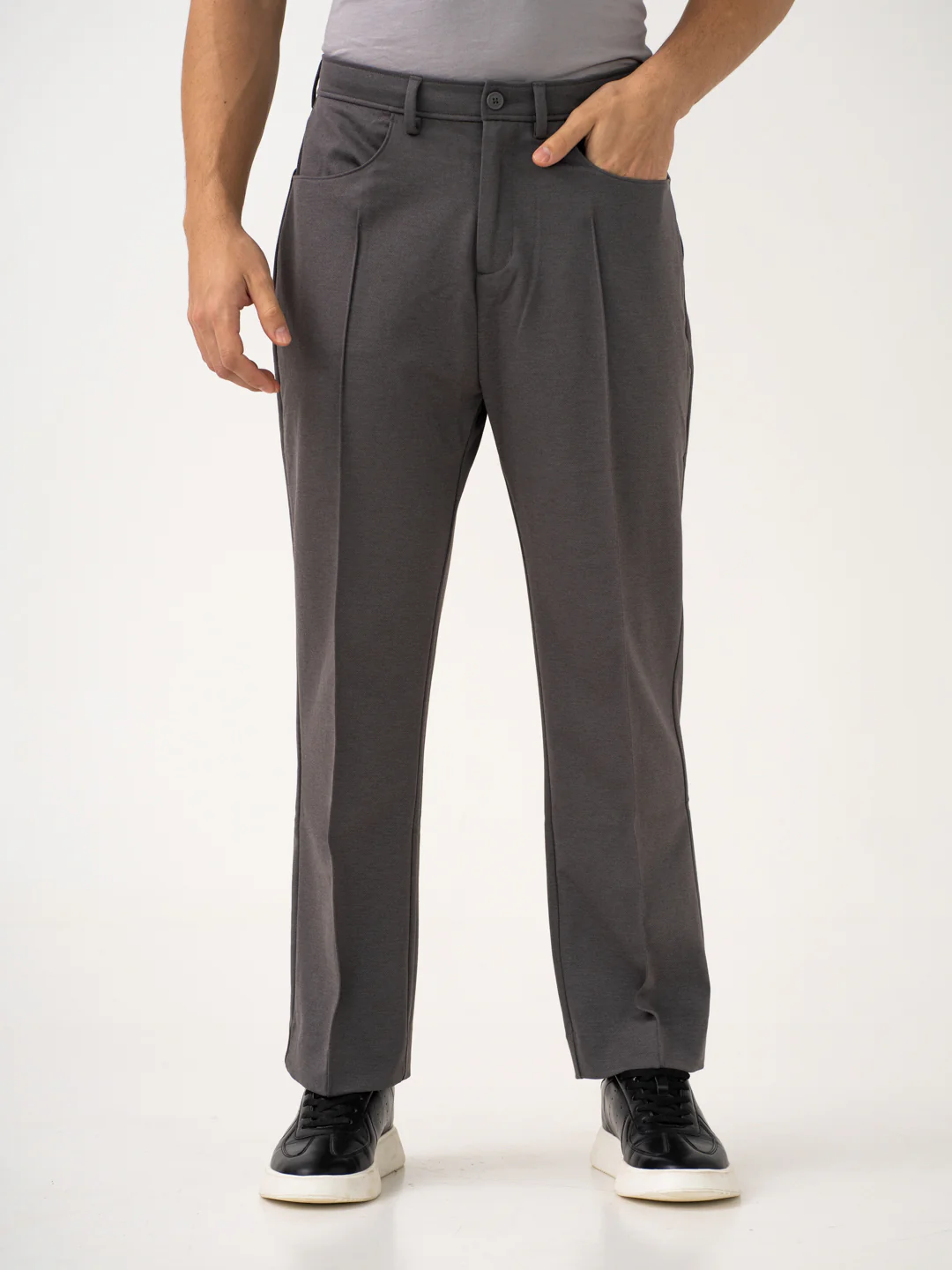 Pablo Grey Relaxed Fit Korean Pintuck Pants - Image 9
