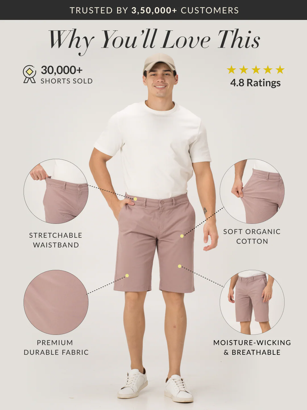 Pablo Pink Stretch Chino Shorts - Image 2