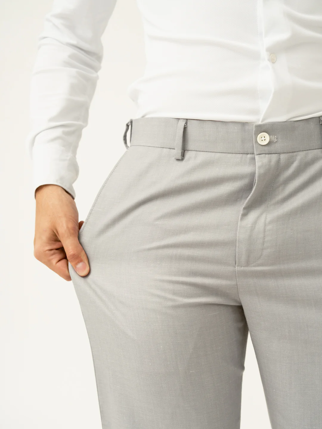 Palladium Grey Tropical Wool Linen Pants - Image 3