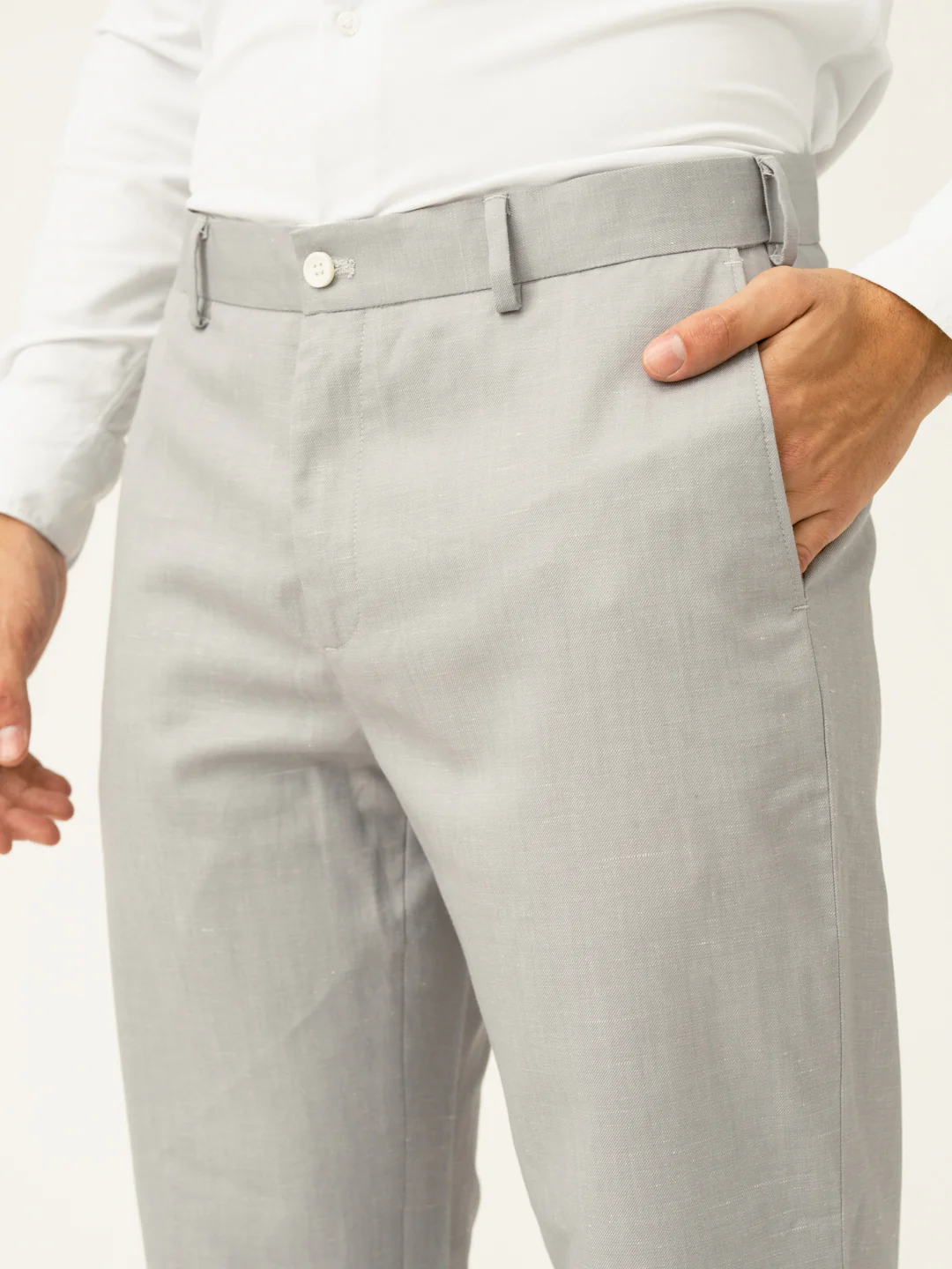 Palladium Grey Tropical Wool Linen Pants - Image 7
