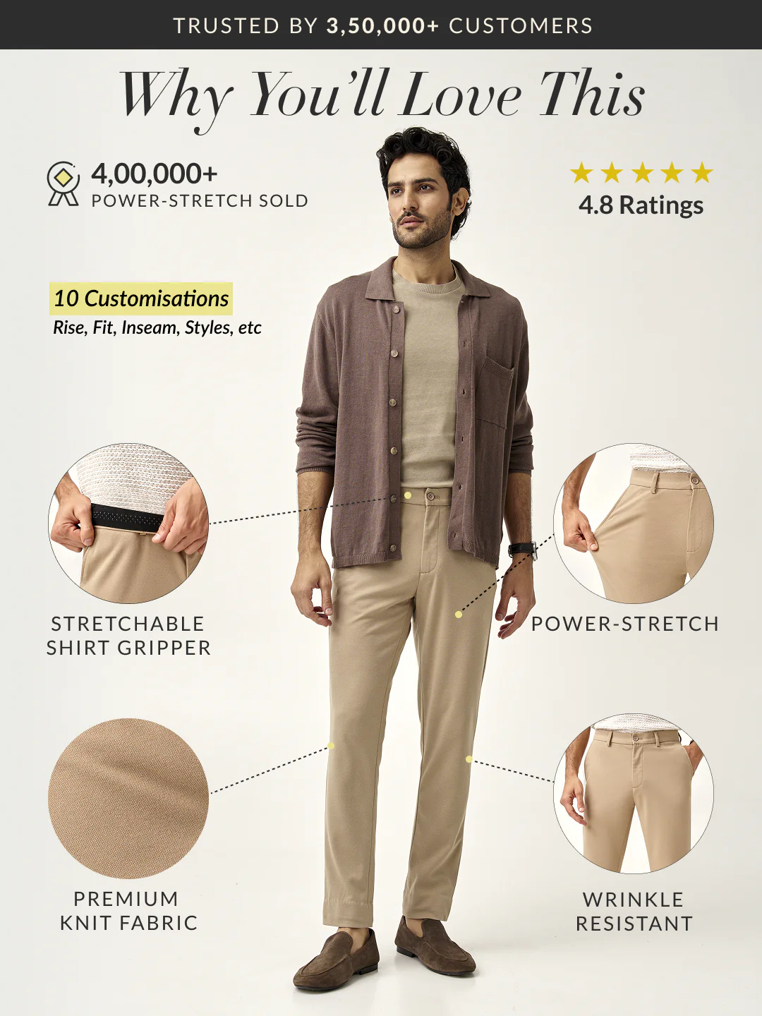 Peanut Brown Power-Stretch Pants - Image 2