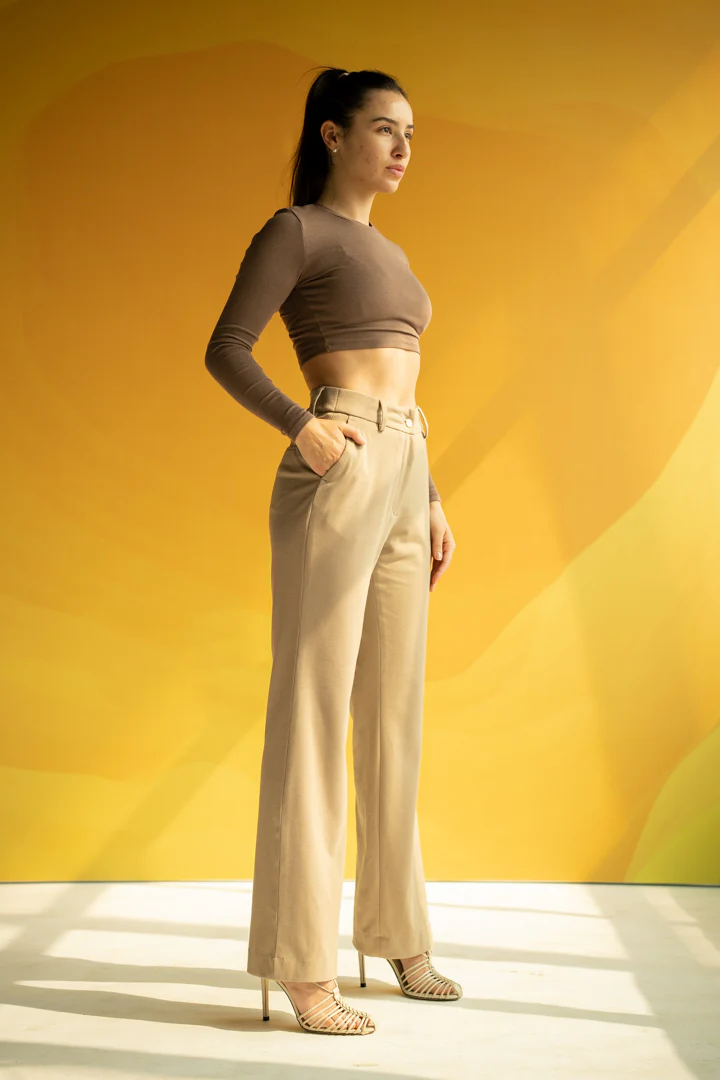 Peanut Brown Power-Stretch Women Pants - Image 3