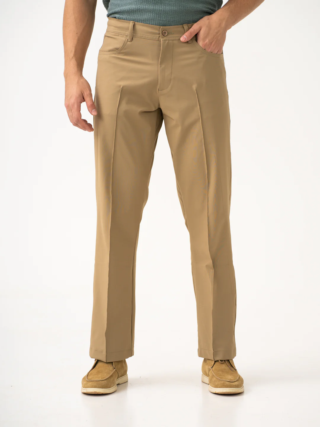 Pecan Khaki Relaxed Fit Korean Pintuck Pants - Image 11