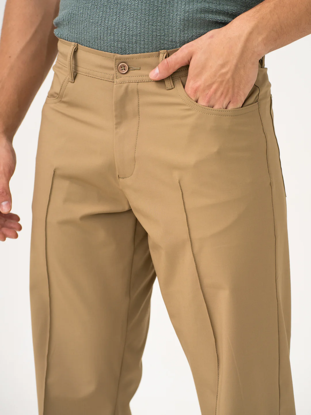 Pecan Khaki Relaxed Fit Korean Pintuck Pants - Image 13