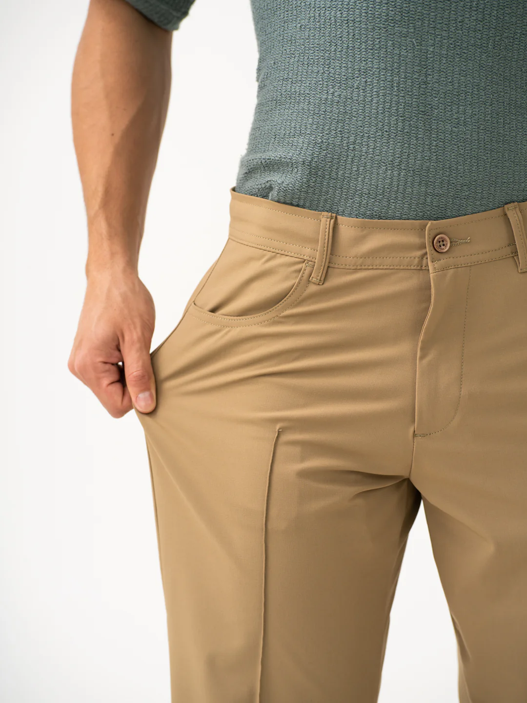Pecan Khaki Relaxed Fit Korean Pintuck Pants - Image 4
