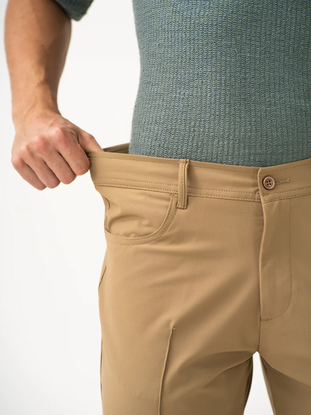 Pecan Khaki Relaxed Fit Korean Pintuck Pants - Image 5