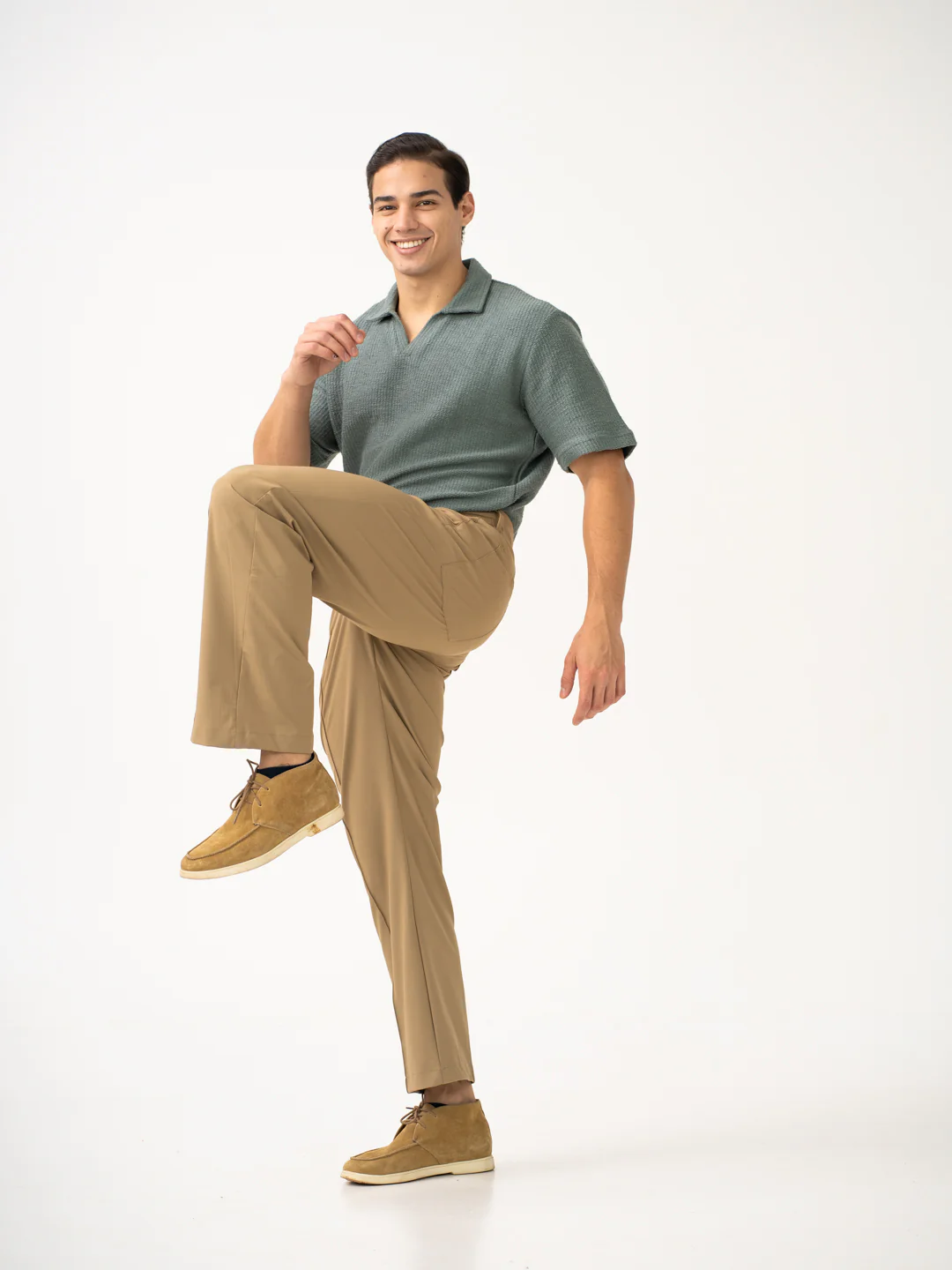 Pecan Khaki Relaxed Fit Korean Pintuck Pants - Image 8