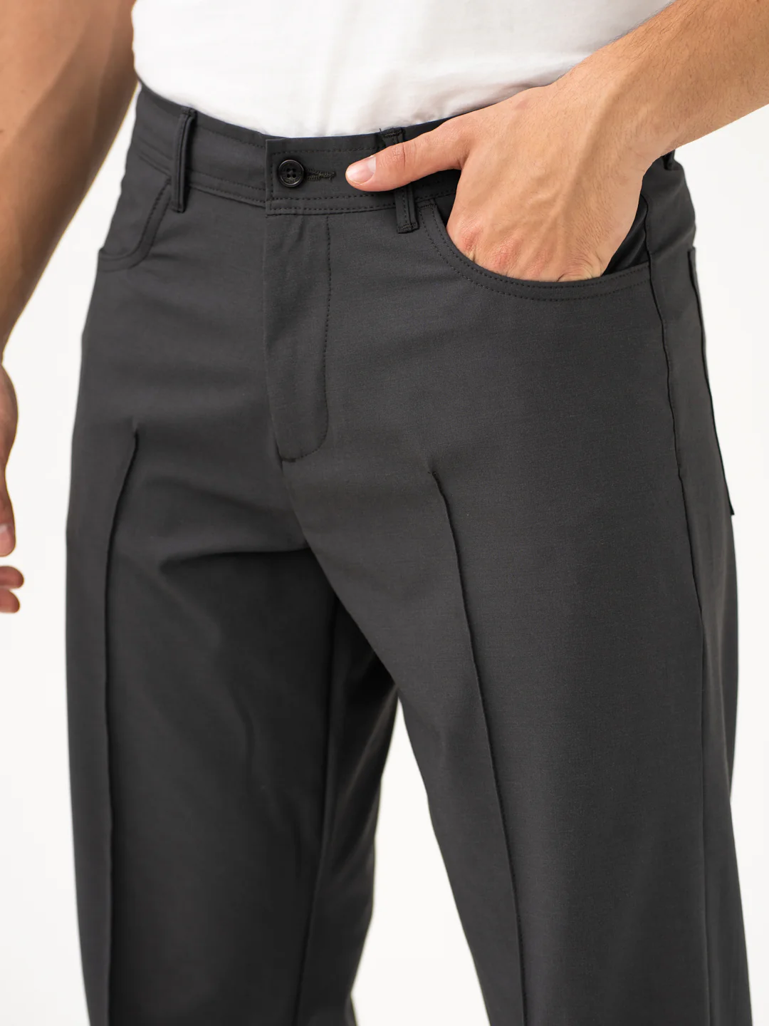 Pewter Grey Relaxed Fit Korean Pintuck Pants - Image 12