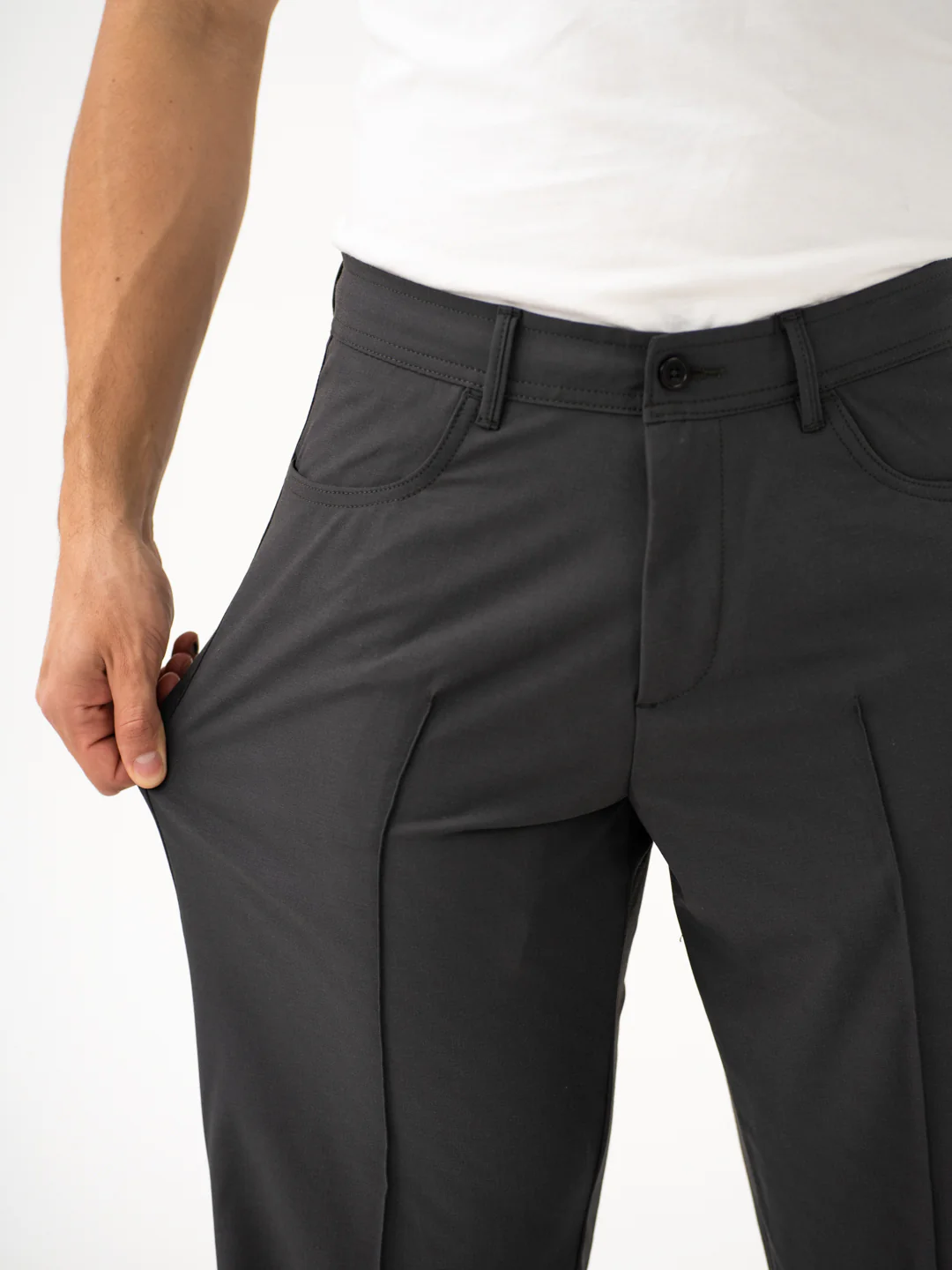 Pewter Grey Relaxed Fit Korean Pintuck Pants - Image 4