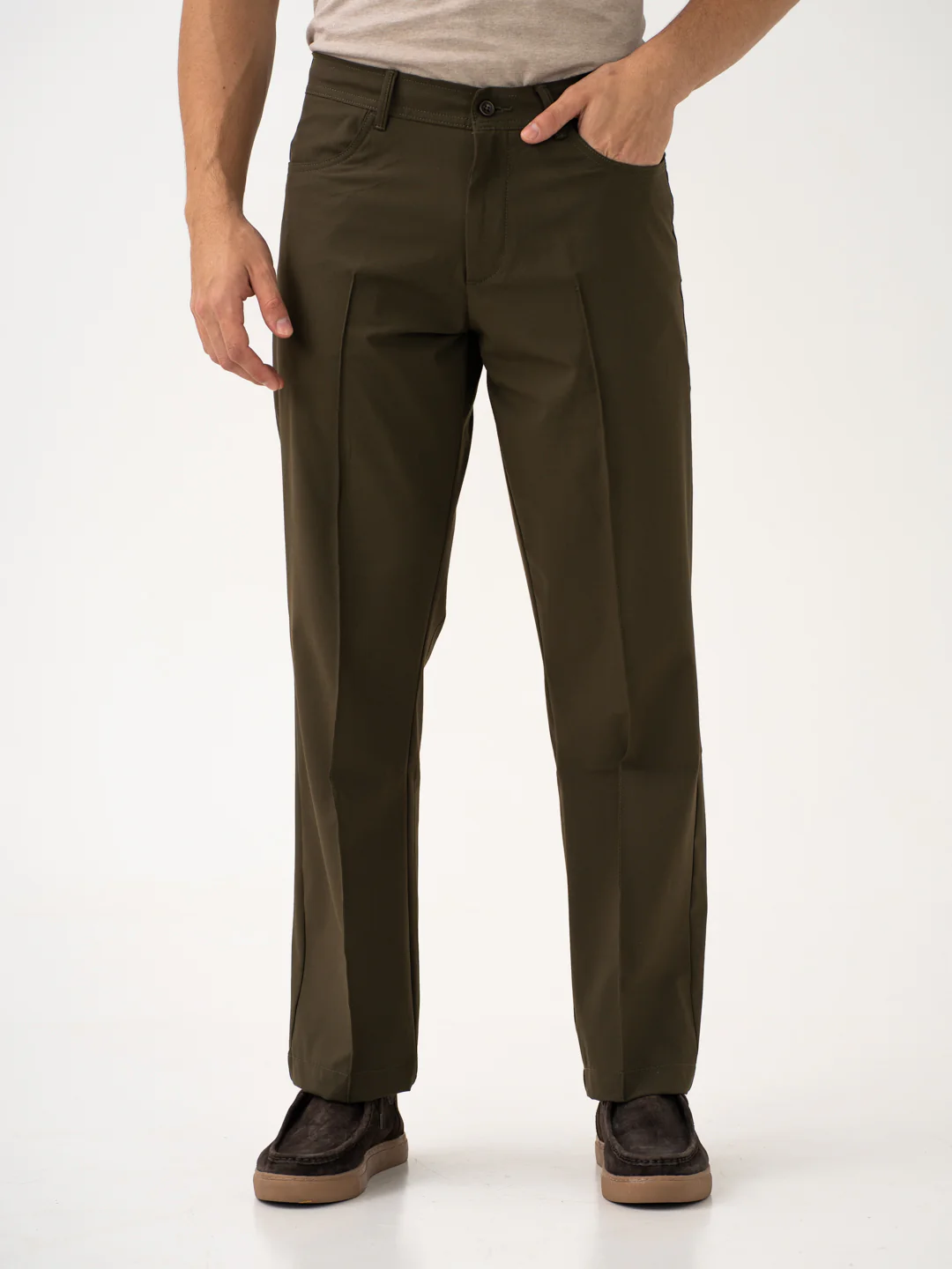 Pine Green Relaxed Fit Korean Pintuck Pants - Image 10