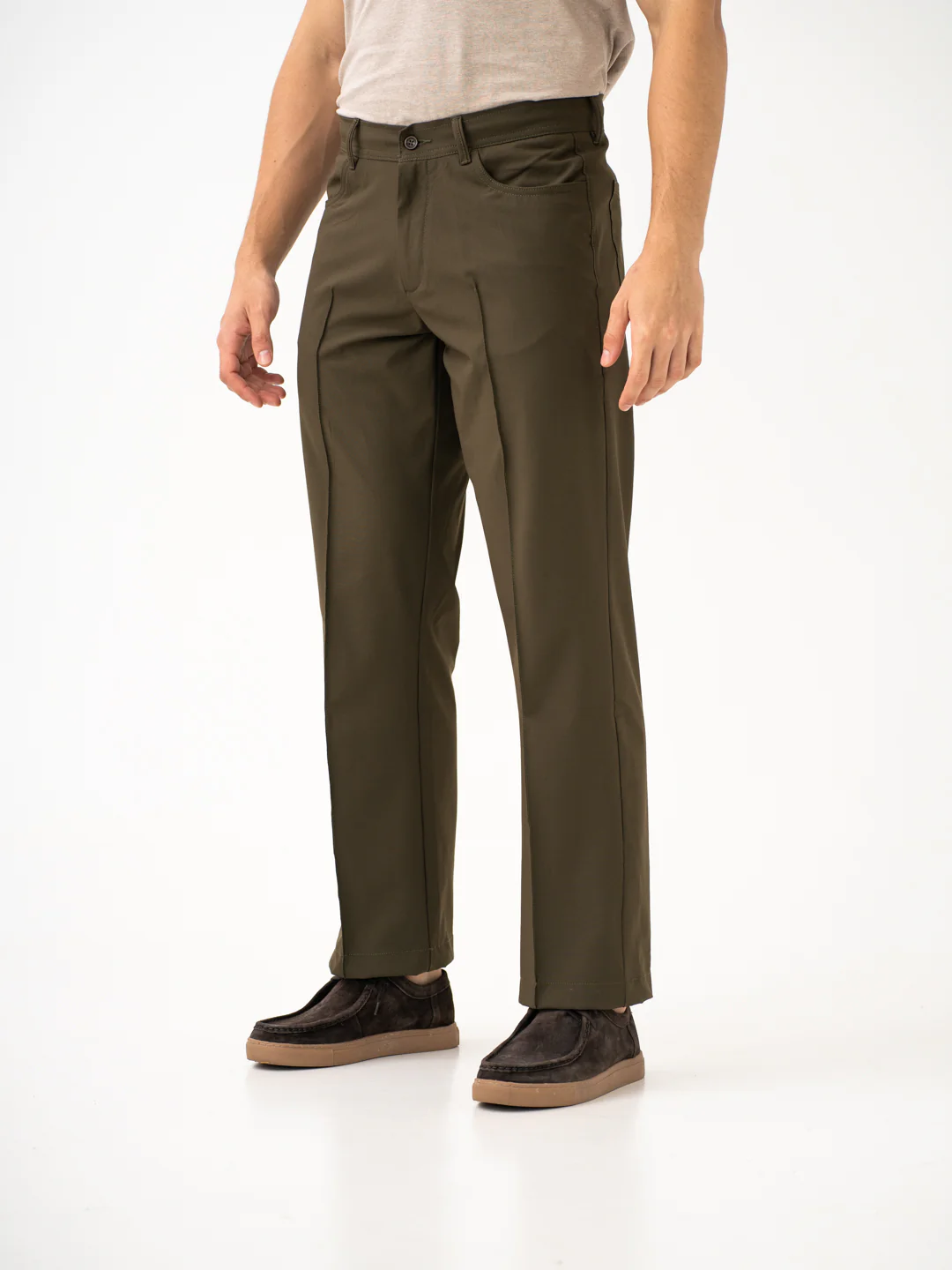 Pine Green Relaxed Fit Korean Pintuck Pants - Image 2