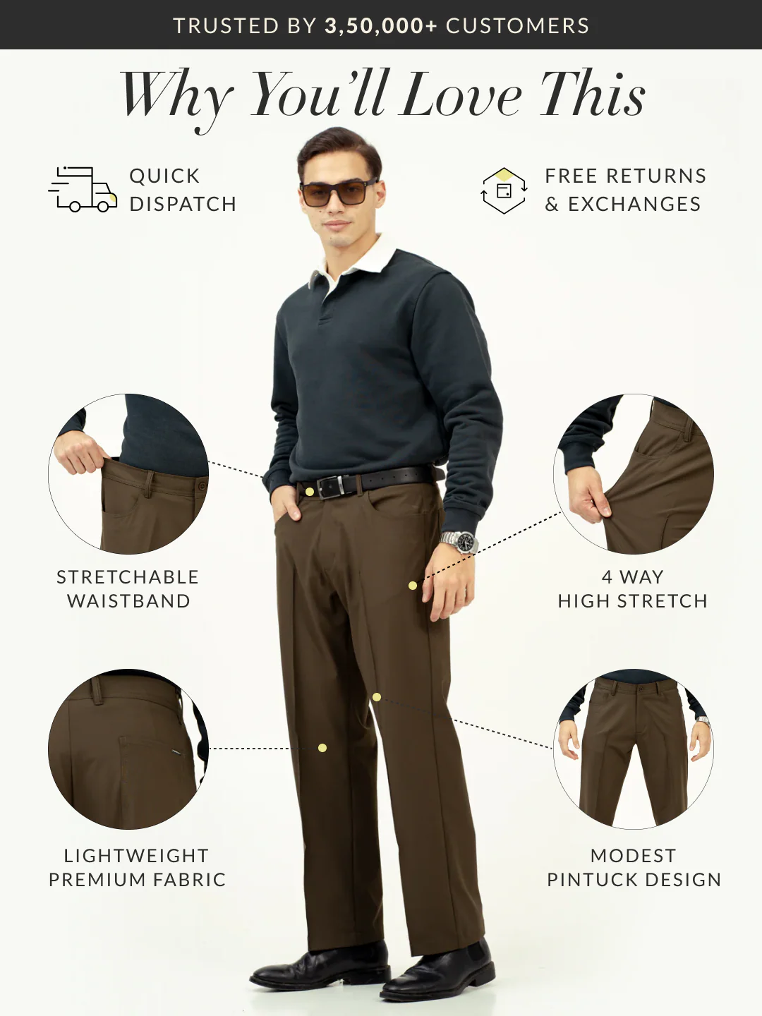 Pine Green Relaxed Fit Korean Pintuck Pants - Image 3