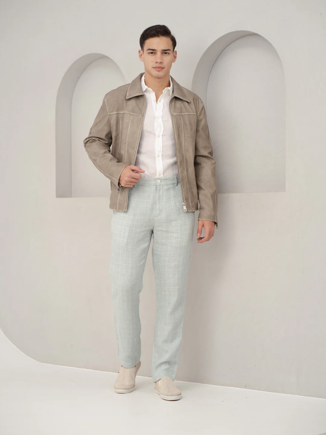 Pista Green Checks 100% Linen Pants - Image 8