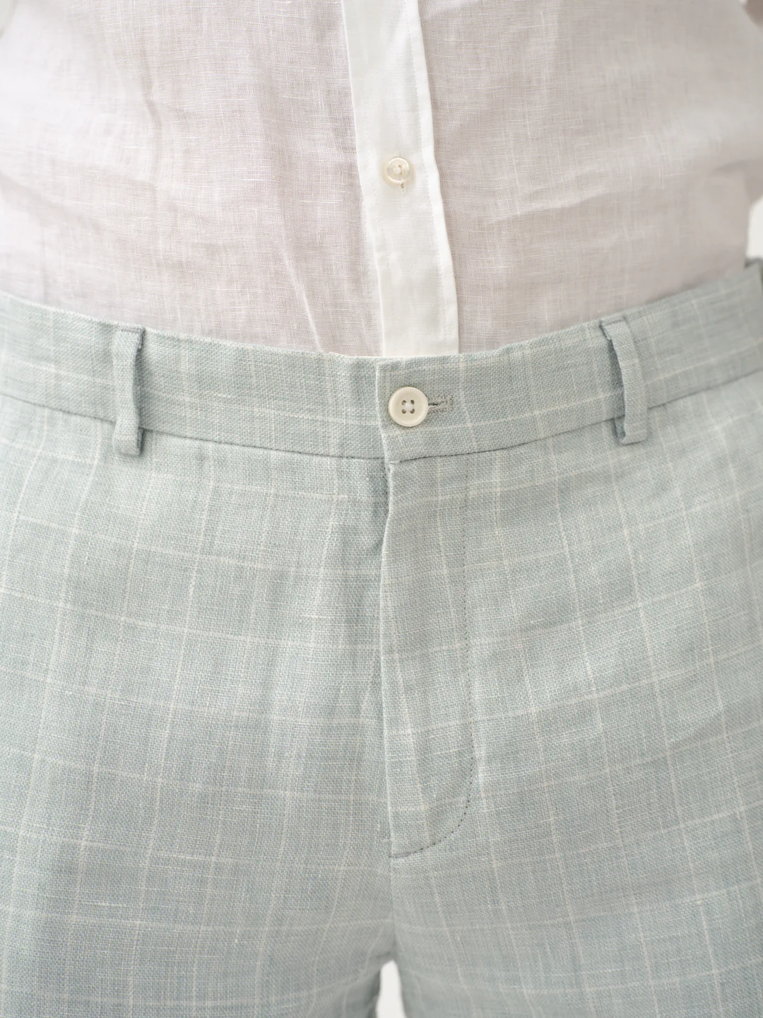 Pista Green Checks 100% Linen Pants - Image 9