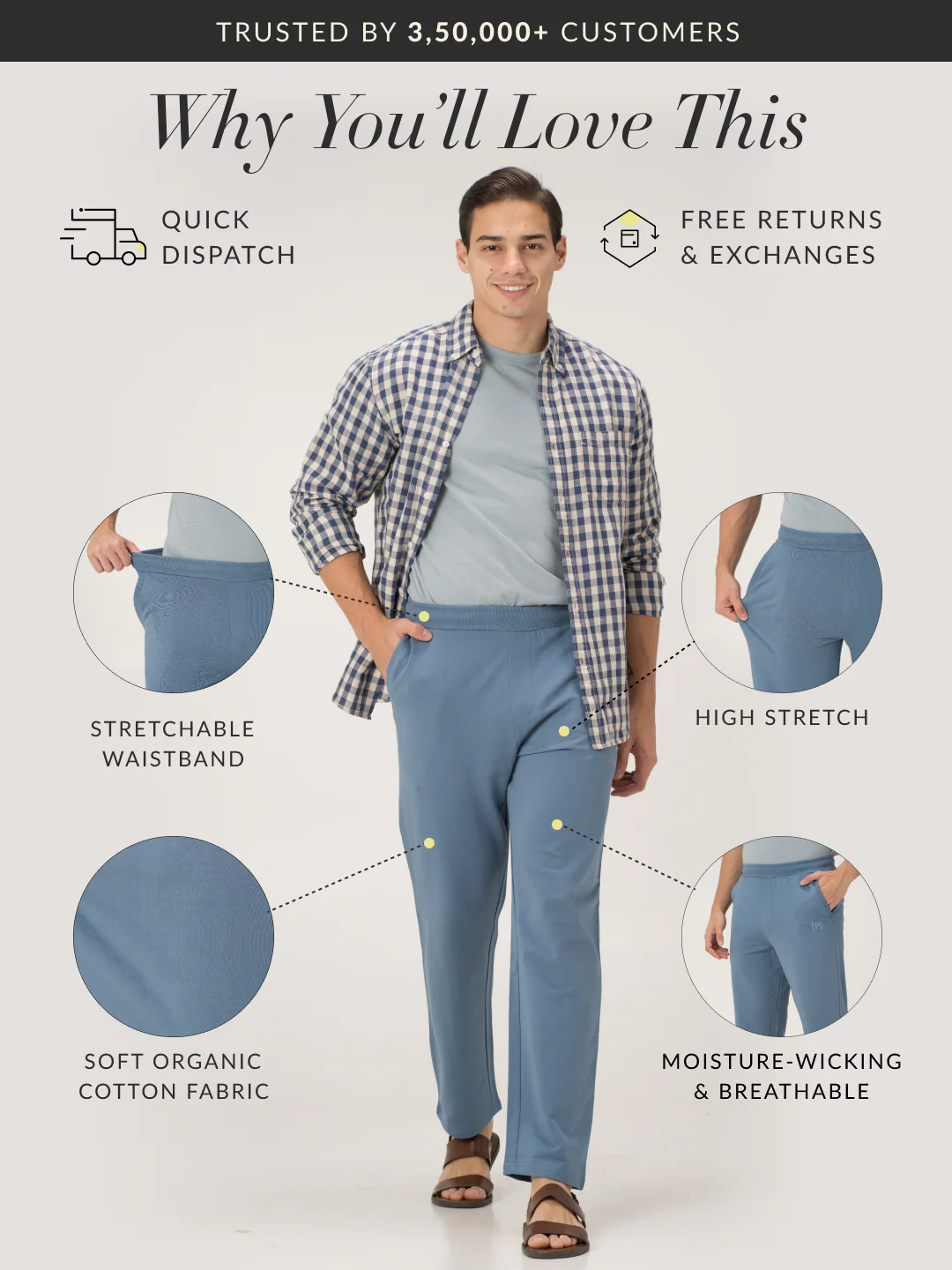 Pixel Blue Cotton Sweatpants - Image 2