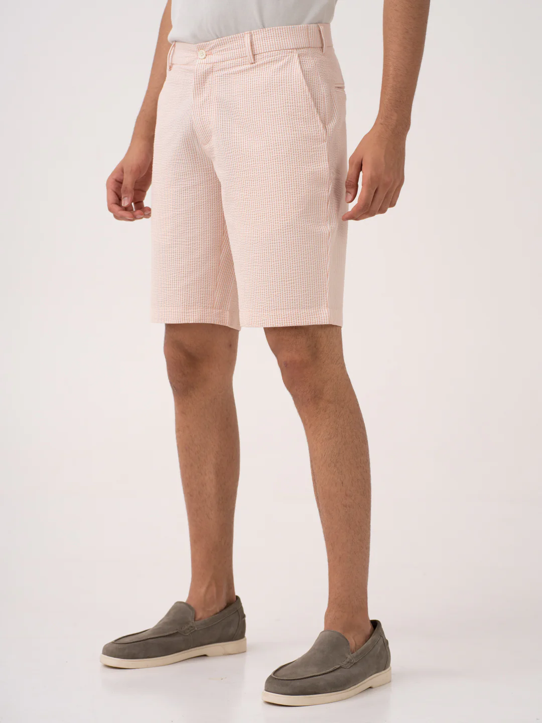 Poppy Peach Stripes Seersucker Chino Shorts - Image 10