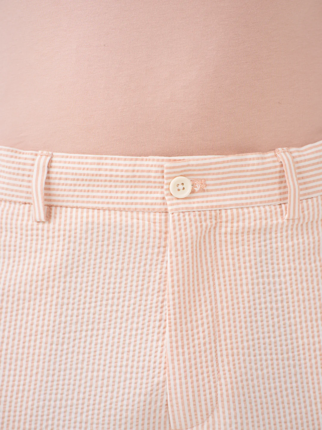 Poppy Peach Stripes Seersucker Chino Shorts - Image 11