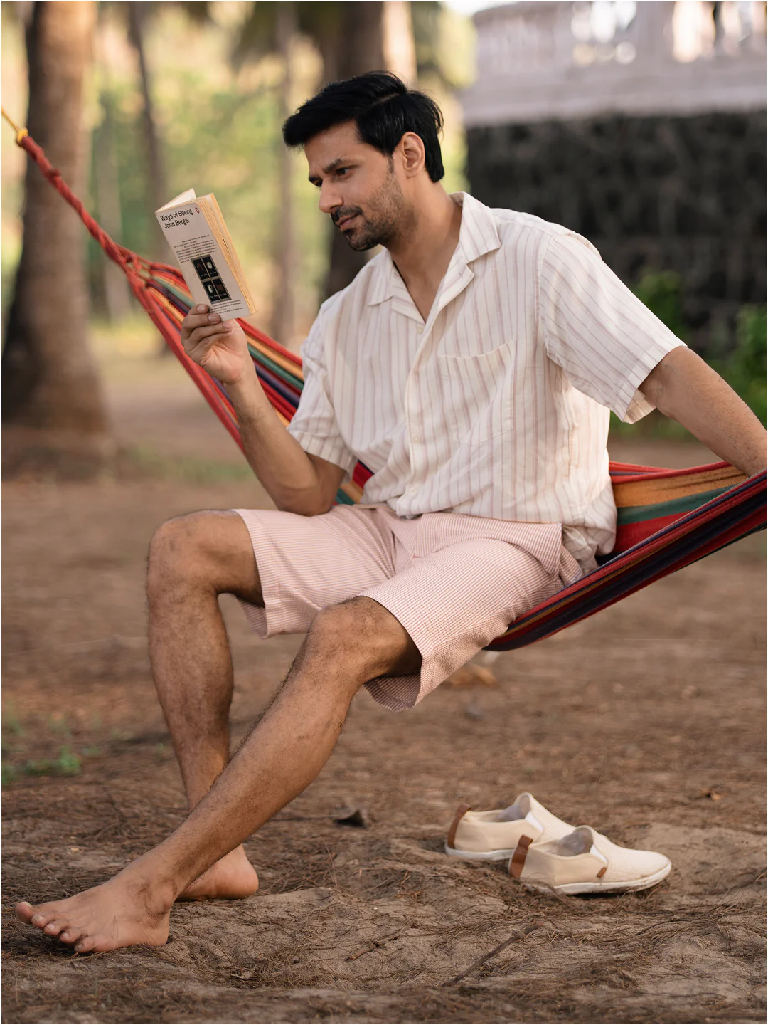 Poppy Peach Stripes Seersucker Chino Shorts - Image 4