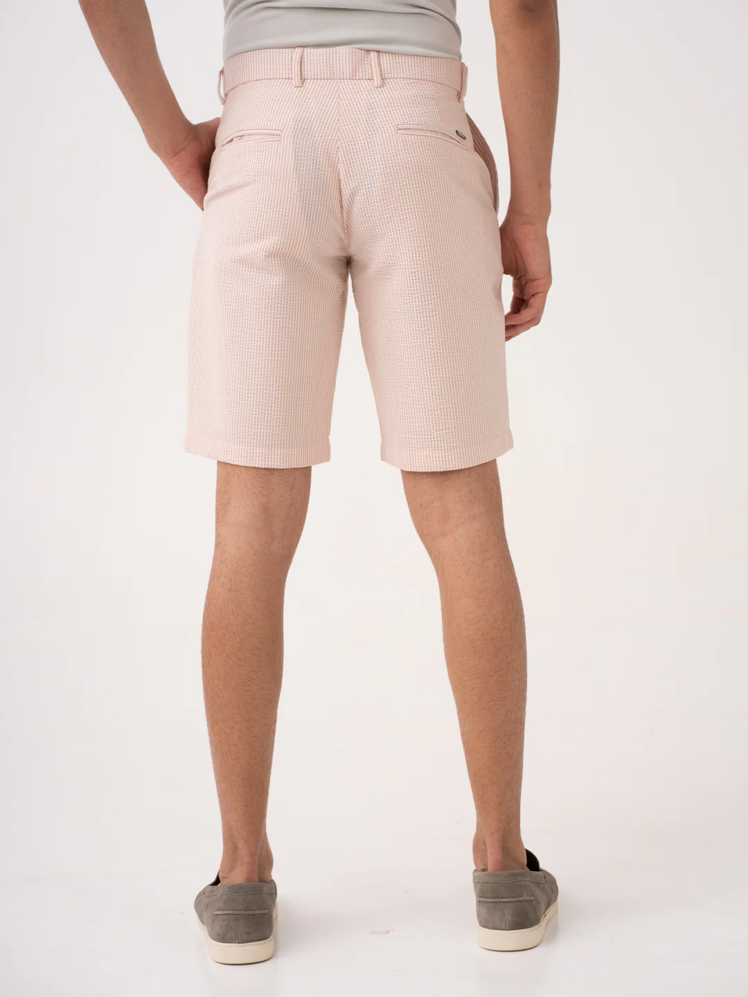 Poppy Peach Stripes Seersucker Chino Shorts - Image 8