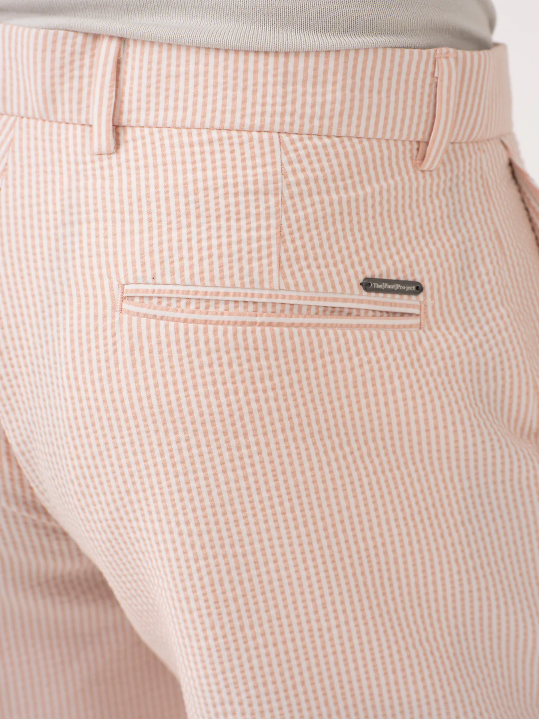 Poppy Peach Stripes Seersucker Chino Shorts - Image 9