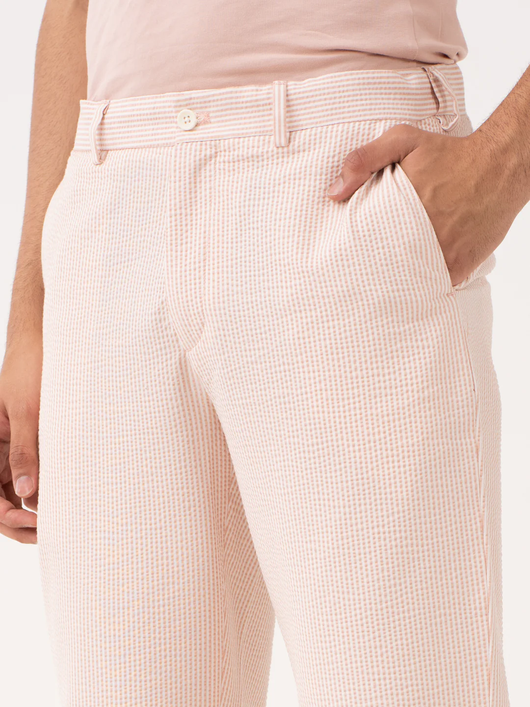 Poppy Peach Stripes Seersucker Pants - Image 3