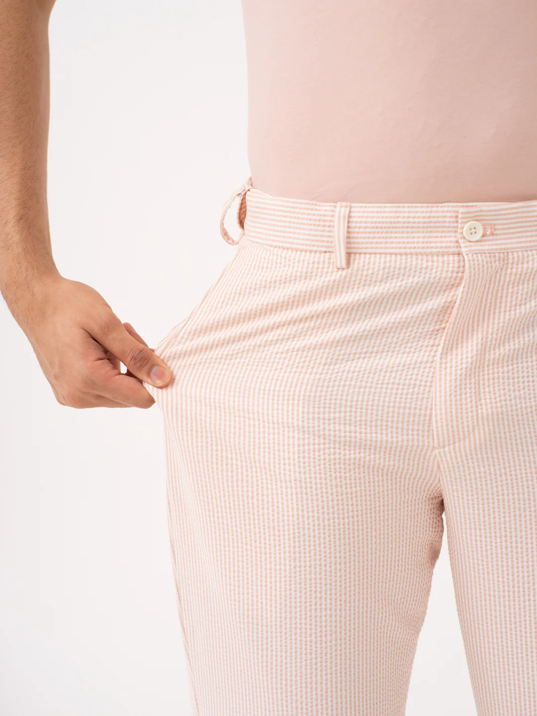 Poppy Peach Stripes Seersucker Pants - Image 5