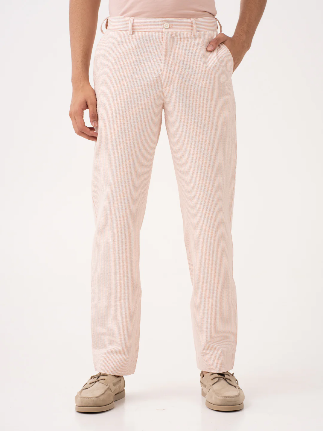 Poppy Peach Stripes Seersucker Pants - Image 8