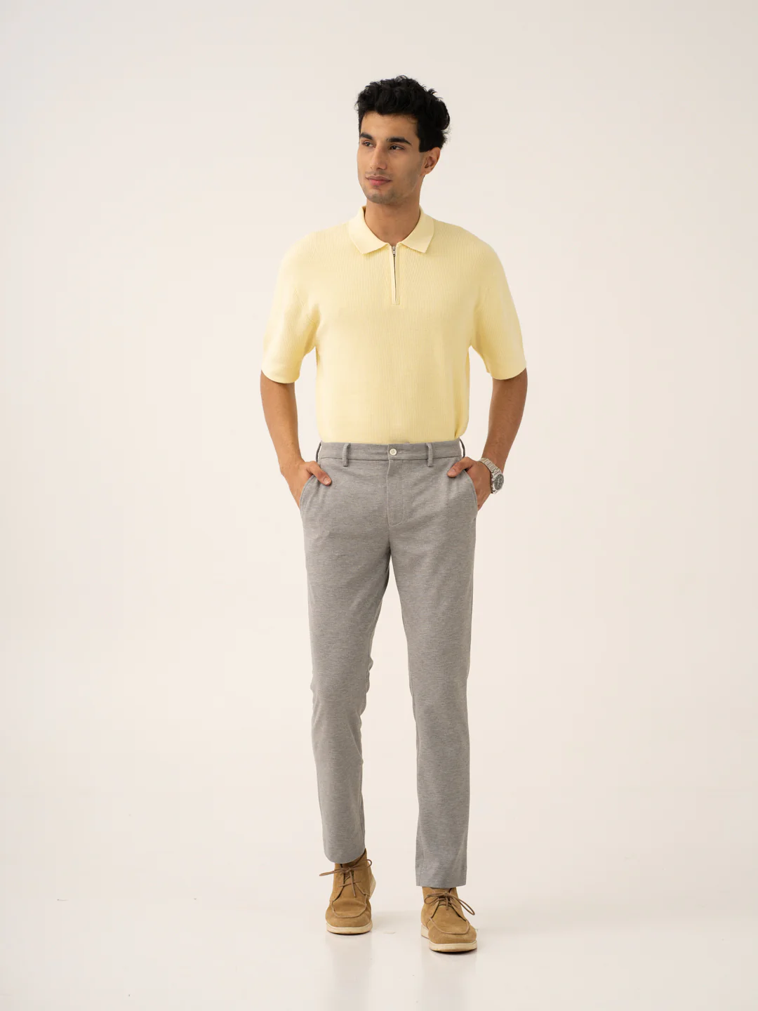 Quantum Grey Waffle Textured Power-Stretch Pants - Image 12