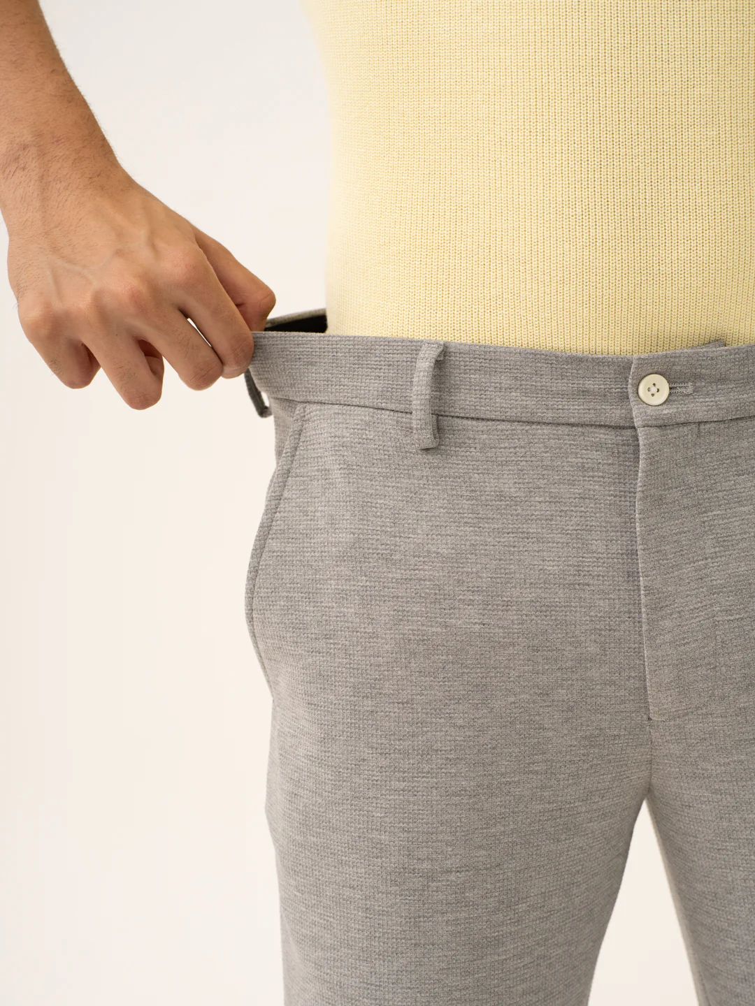 Quantum Grey Waffle Textured Power-Stretch Pants - Image 4
