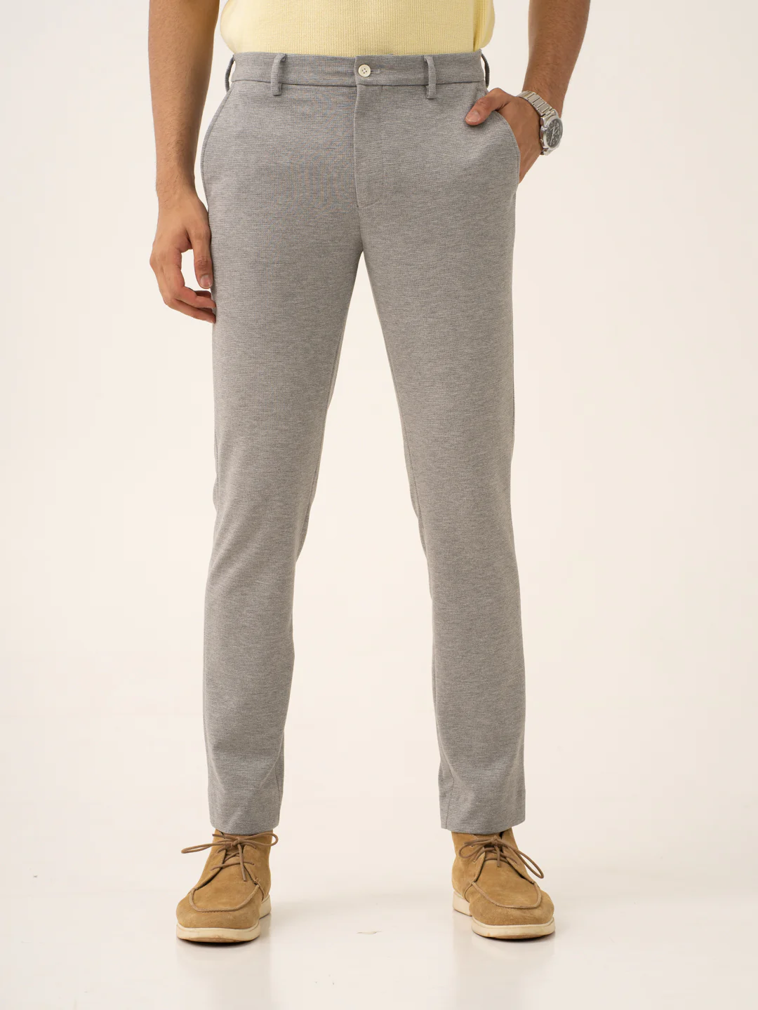 Quantum Grey Waffle Textured Power-Stretch Pants - Image 5