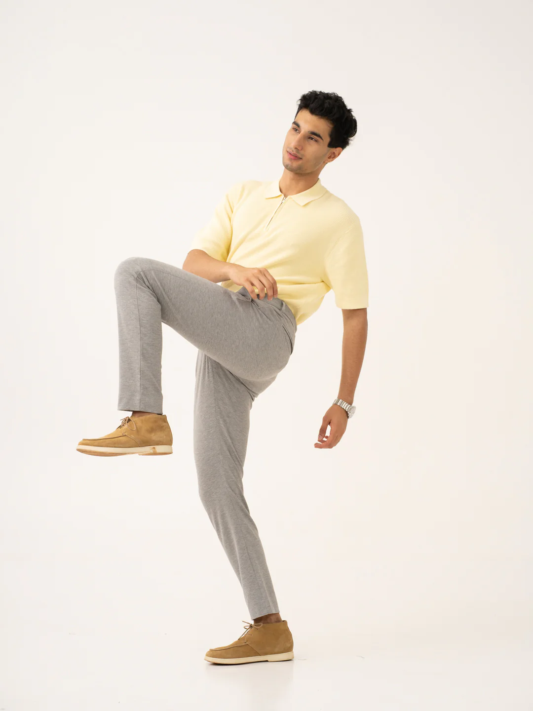 Quantum Grey Waffle Textured Power-Stretch Pants - Image 8
