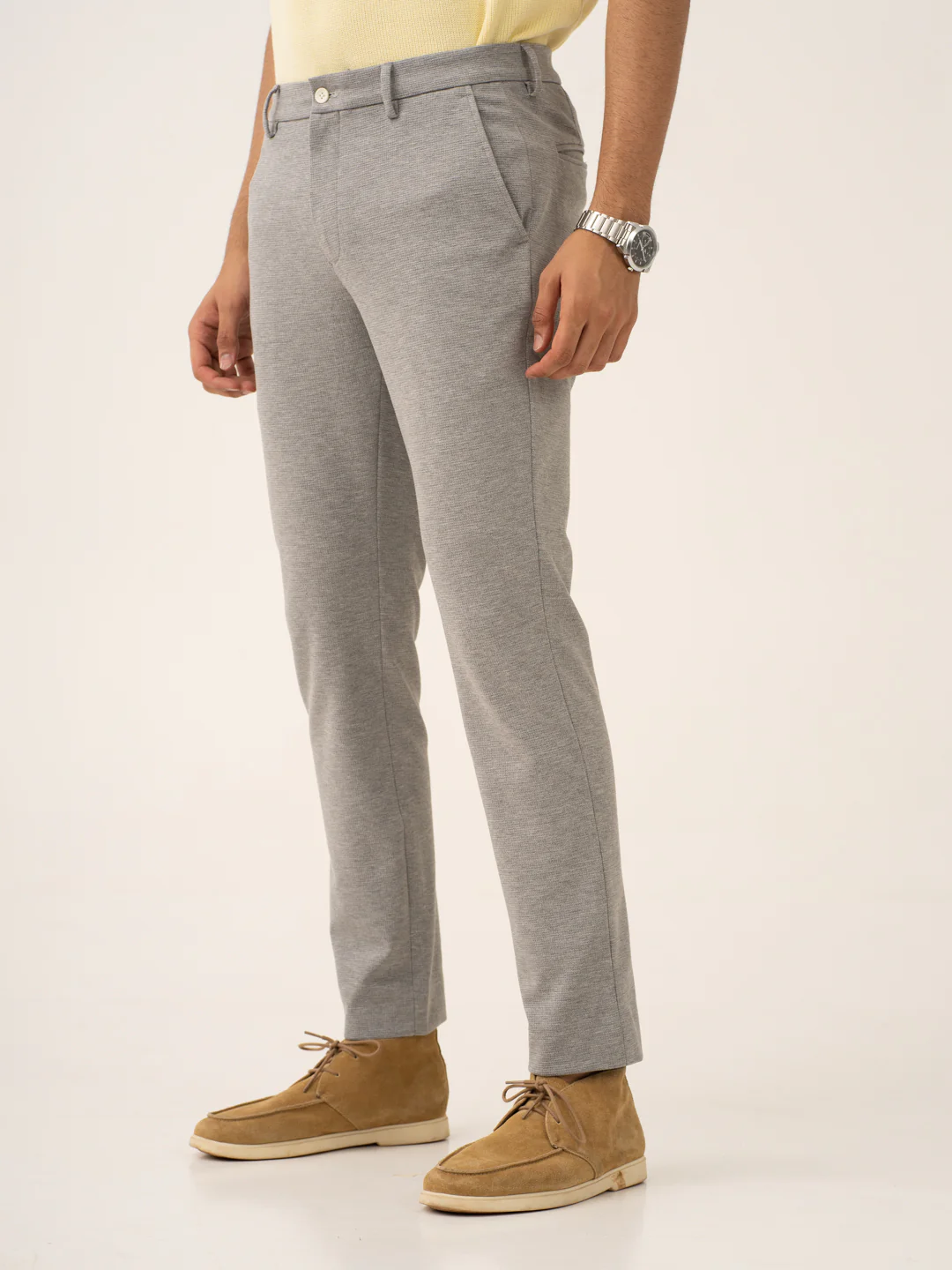 Quantum Grey Waffle Textured Power-Stretch Pants - Image 9