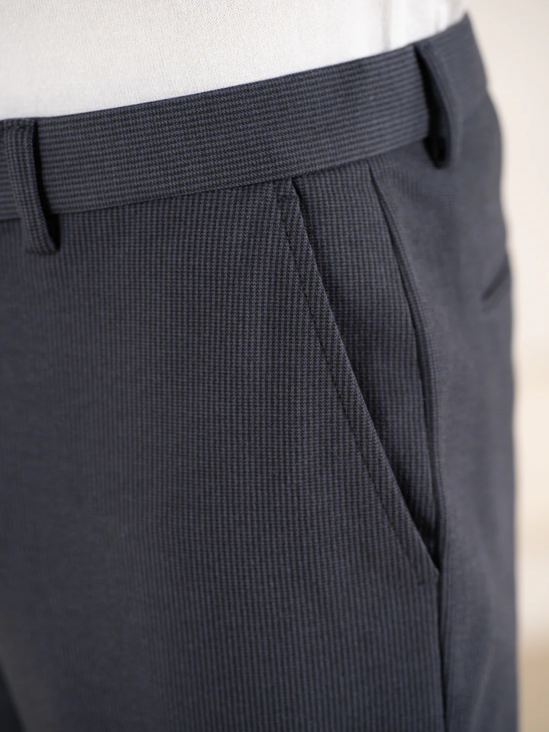 Quiet Grey Houndstooth Slim Fit Power Stretch Pants - Image 10