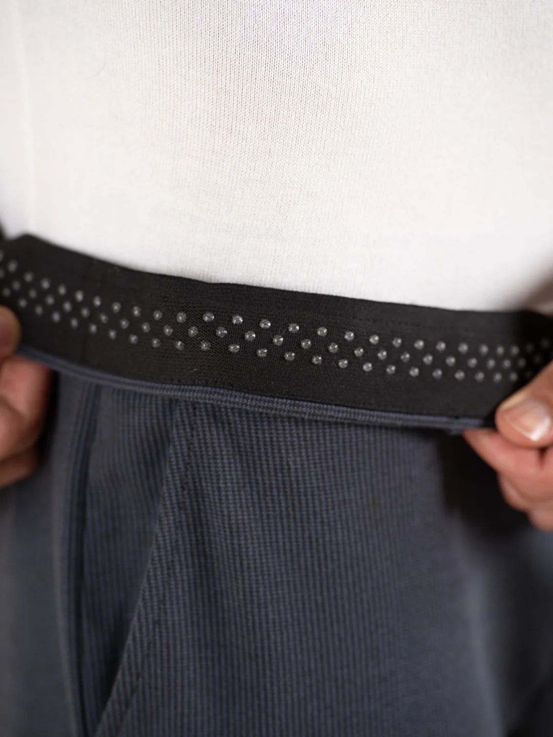 Quiet Grey Houndstooth Slim Fit Power Stretch Pants - Image 6