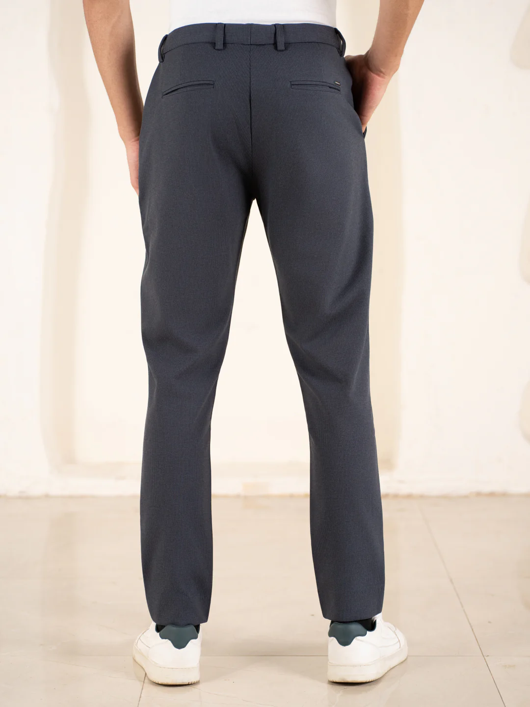 Quiet Grey Houndstooth Slim Fit Power Stretch Pants - Image 7
