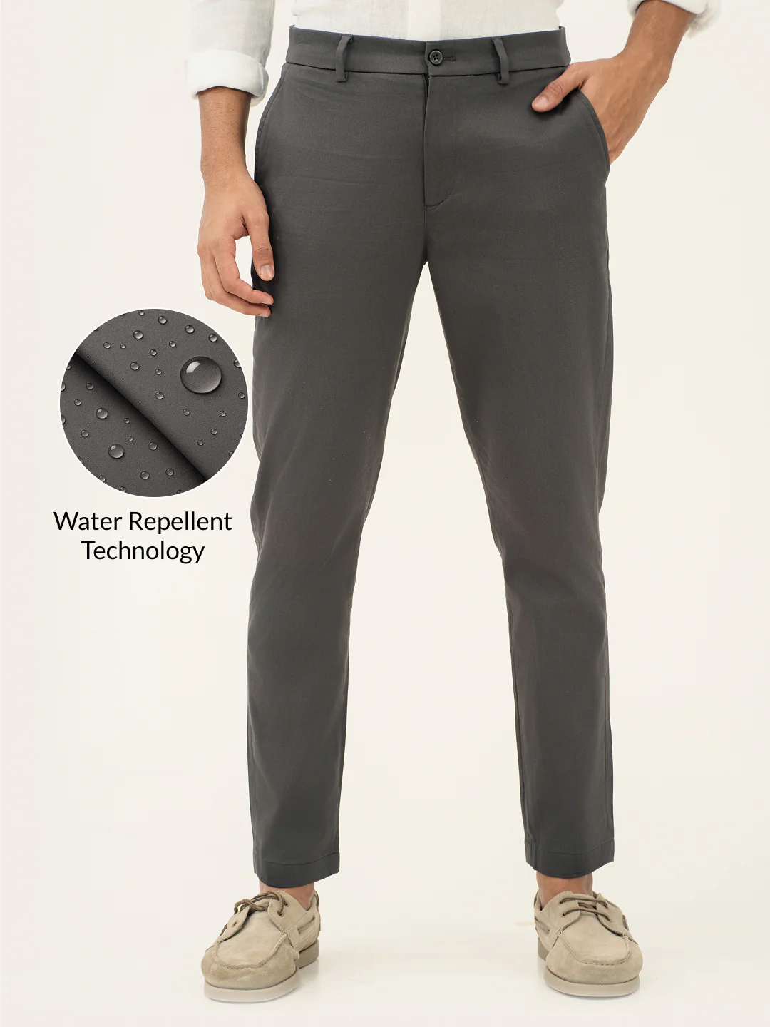 Rainshield Grey Slim Fit Stretch Chinos