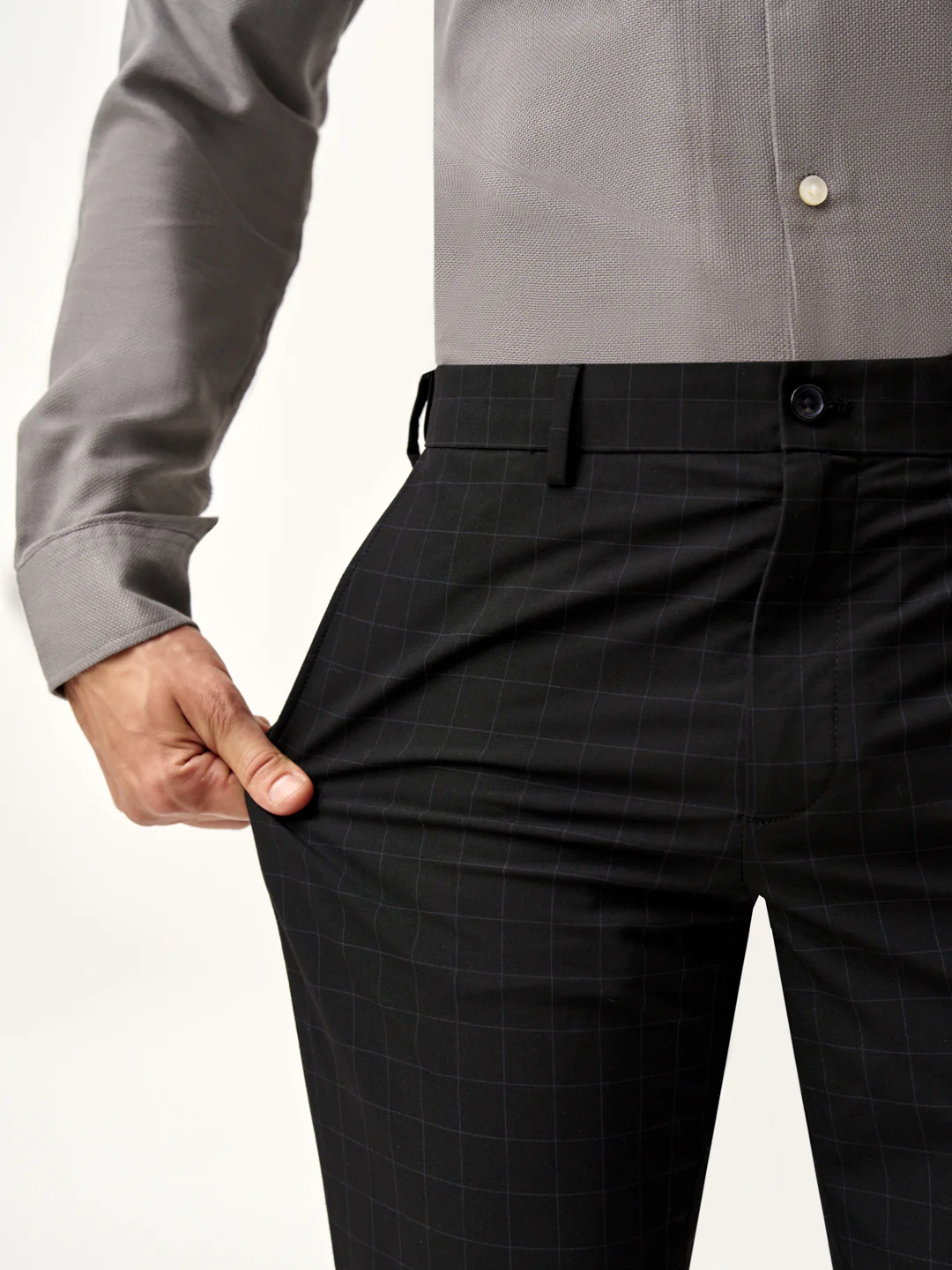 Raven Black Checks Formal Pants - Image 3
