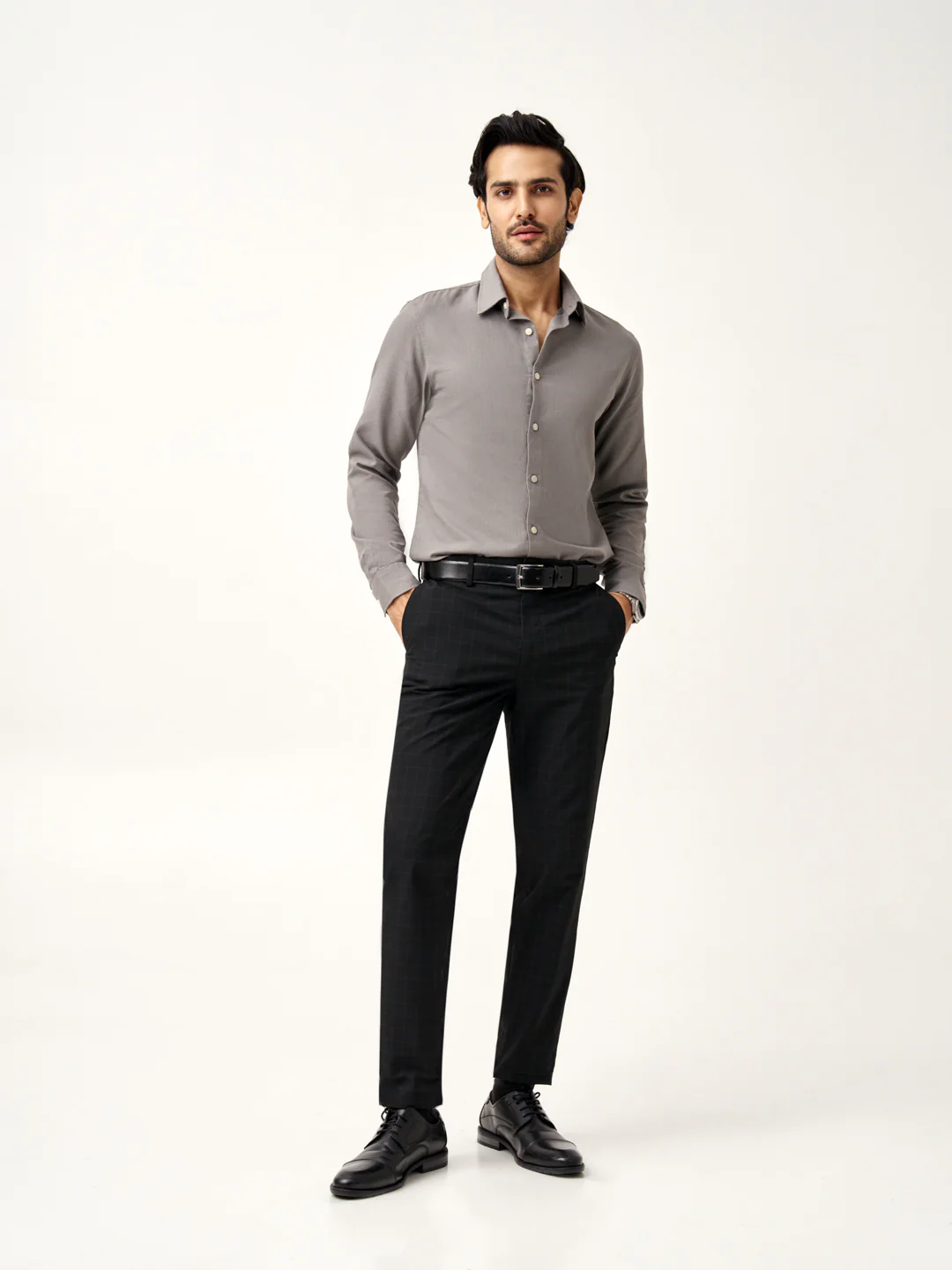 Raven Black Checks Formal Pants - Image 5