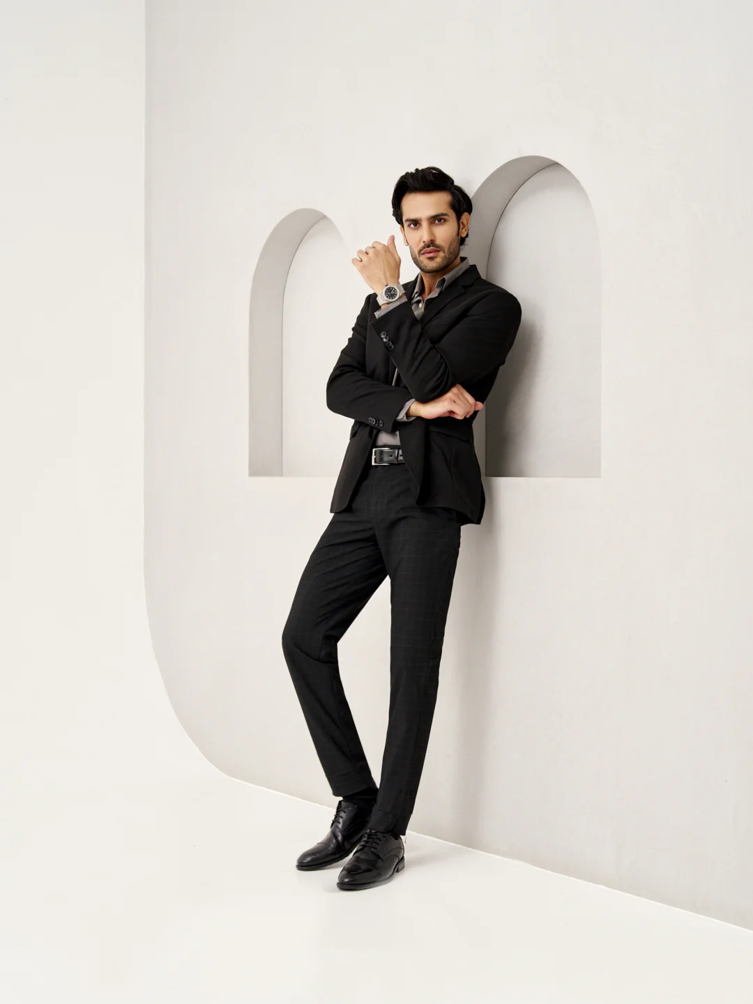 Raven Black Checks Formal Pants - Image 6