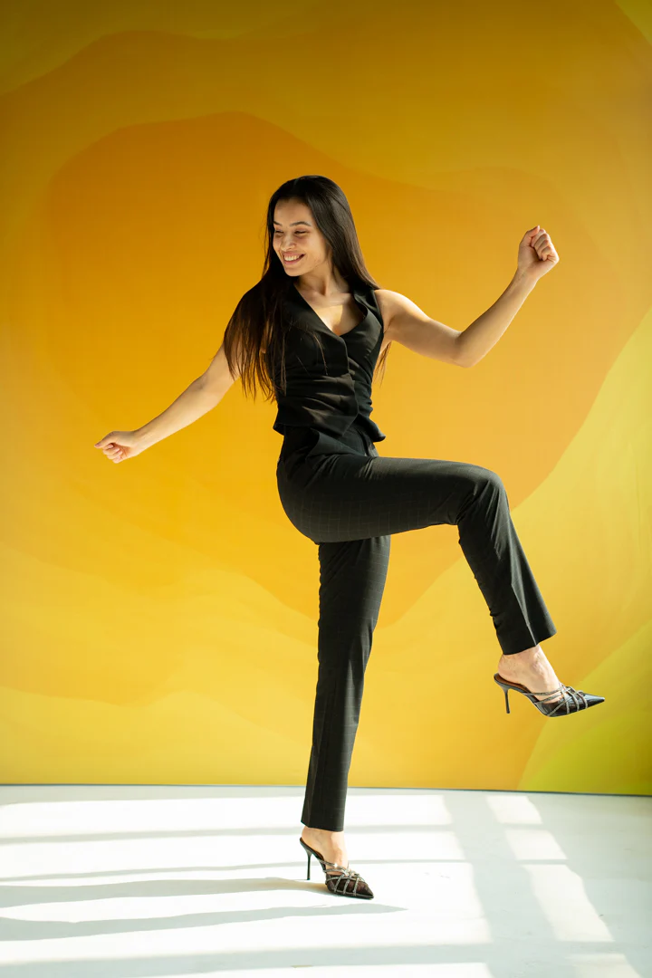 Raven Black Checks Women Formal Pants - Image 7