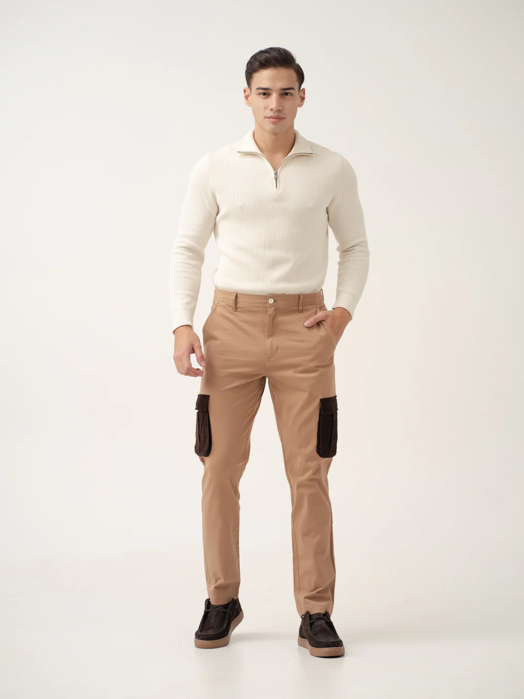 Raw Beige Cargo Corduroy Pants - Image 2