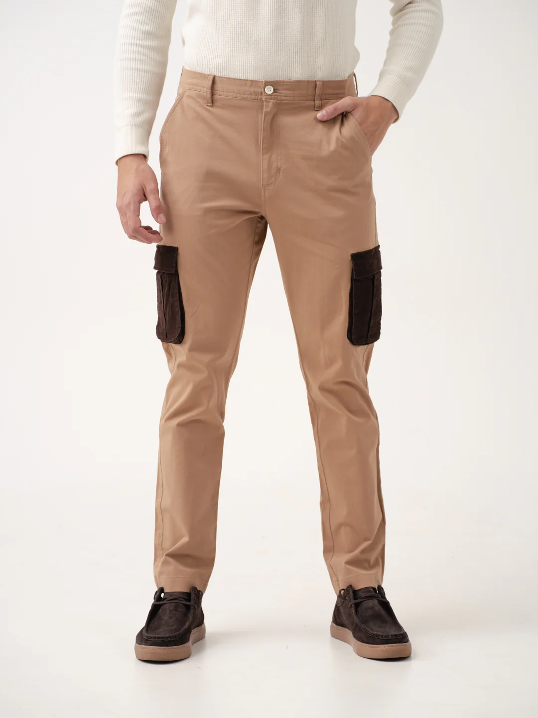 Raw Beige Cargo Corduroy Pants - Image 4
