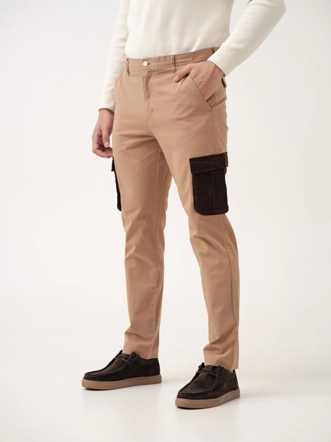 Raw Beige Cargo Corduroy Pants - Image 6